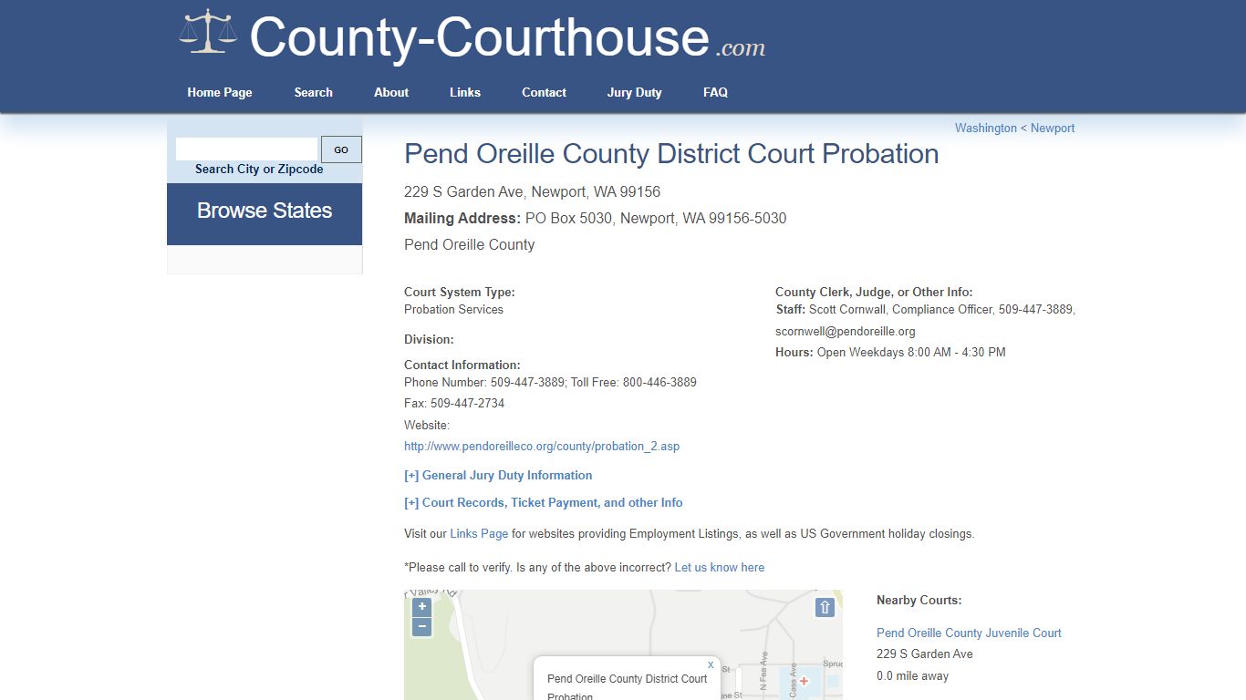 Pend Oreille County District Court Probation in Newport, WA - Court ...